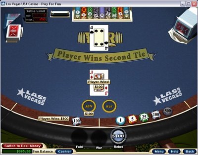 Realtime gaming software: Casino War 