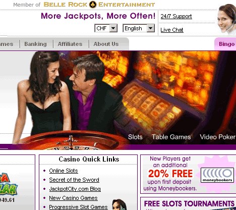 Closeup of Jackpot City