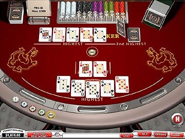 Snap shot of the table game Pai Gow Poker (Playtech)