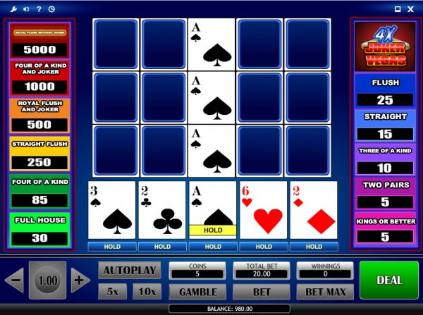 4x Joker Vegas Video Poker Game Deal