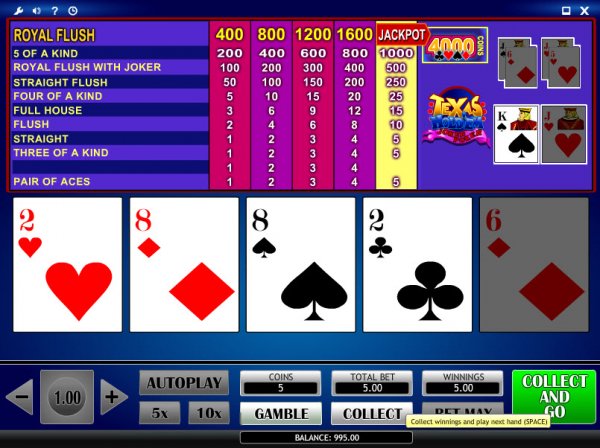 Texas Hold 'Em Joker Video Poker Final Hand