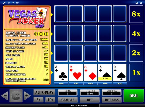 Vegas Joker 4UP Video Poker Game