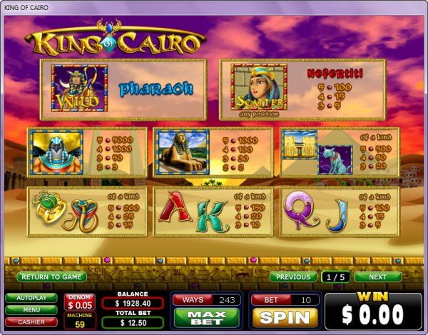 King of Cairo Slots Rules