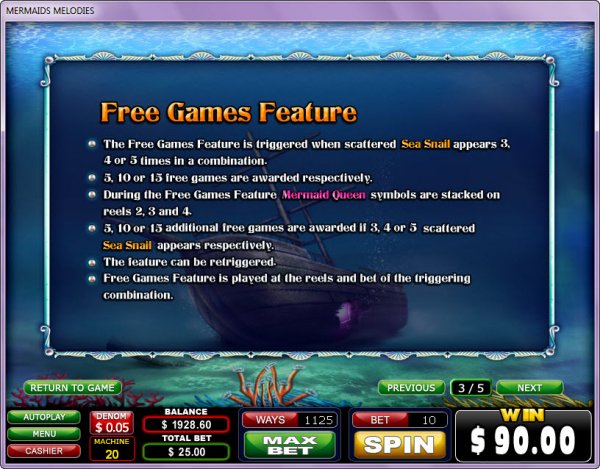 Mermaid's Melodies Slots Free Game Feature
