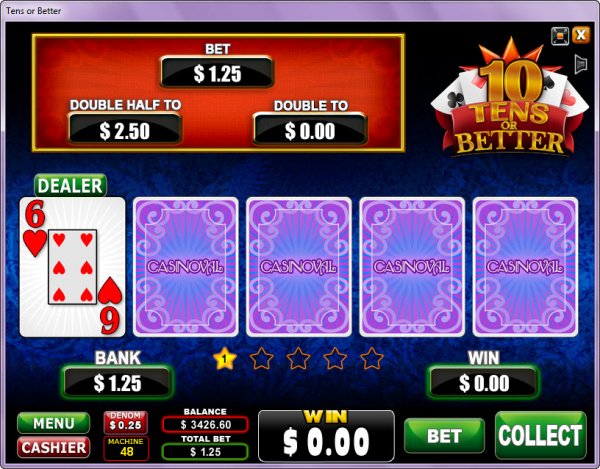 10's or better Video Poker Double or Half