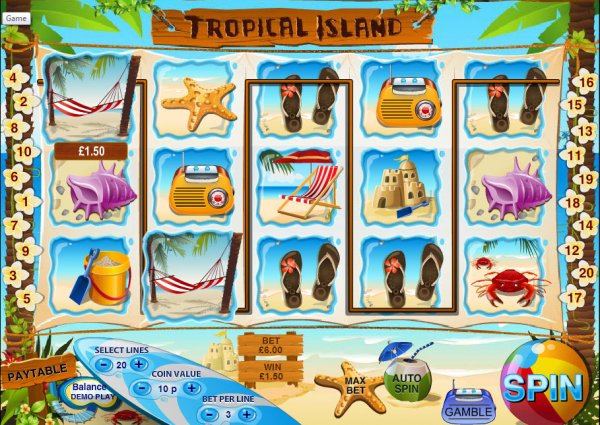 Tropical Island Slots Game Reels