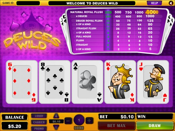 game king deuces wild video poker