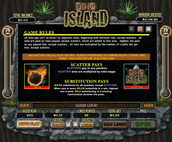 Dino Island Slots Rules
