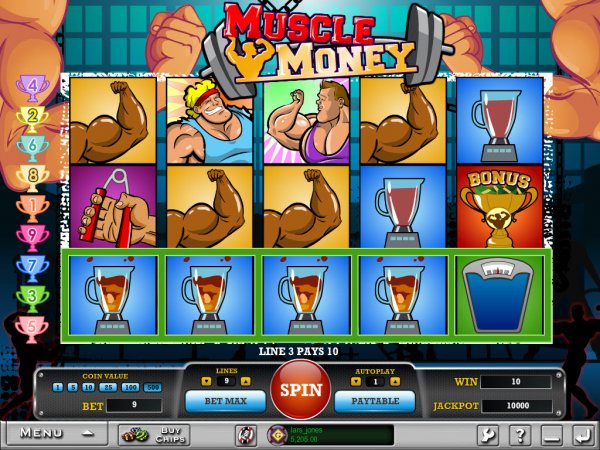Muscle Money Slots Game Reels