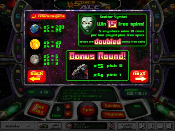 Space Ace 50 Slots Free Spins and Bonus