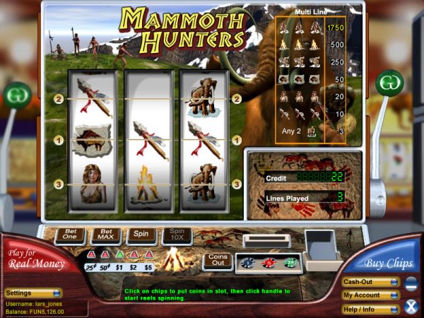 Mammoth Hunters Slots Game Reels