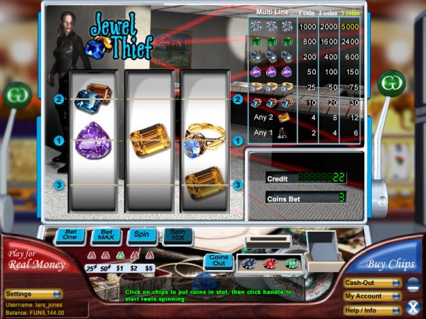 Jewel Thief Slots Game Reels