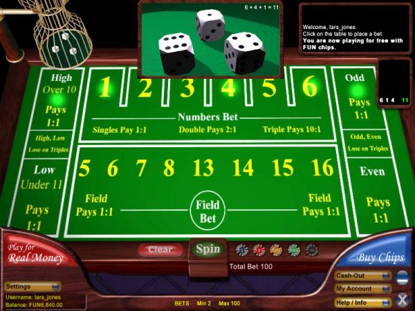 Best bets on craps table