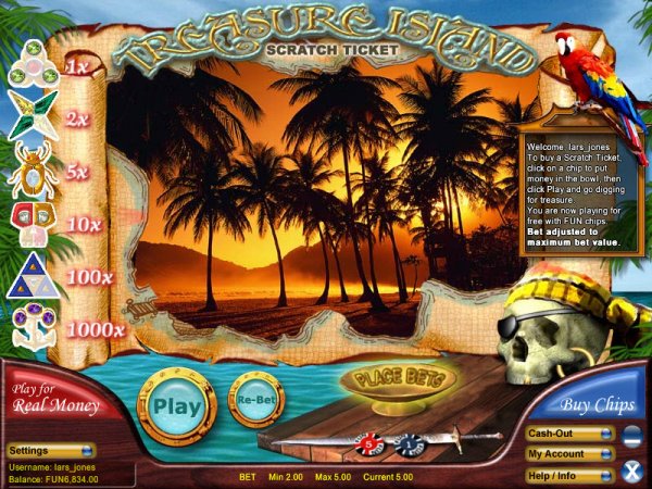 Treasure Island Scratch Ticket Game