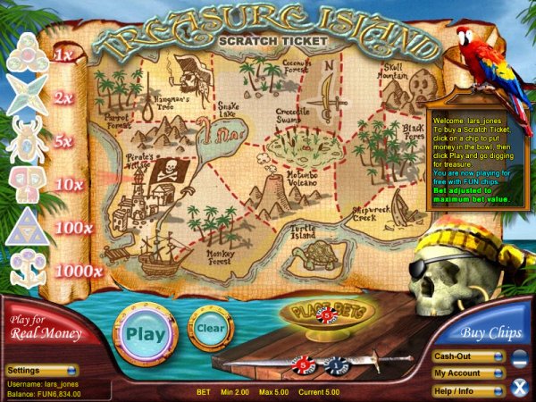 Treasure Island Scratch Ticket Map