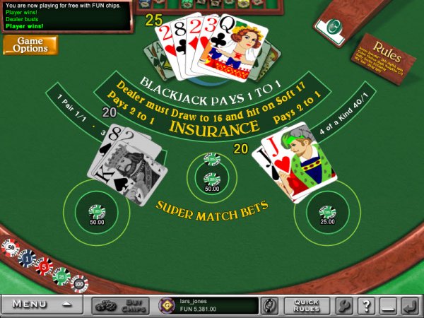 Blackjack Swap 1-Seat Game Player Wins!
