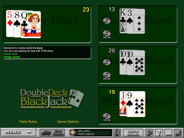 Double-Deck Video Blackjack Game
