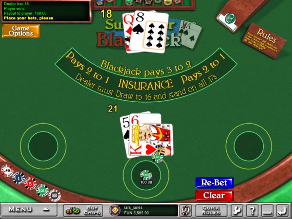 Surrender Blackjack 3-Seat Game Play