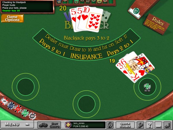 Vegas Blackjack 3-Seat Game Play