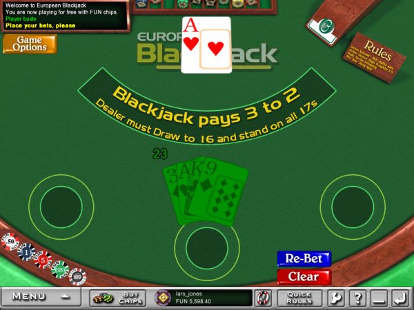 European Blackjack 3-Seat Game