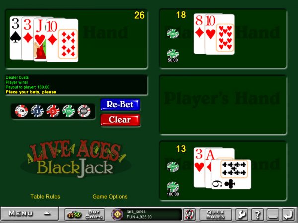 Live Aces Video Blackjack