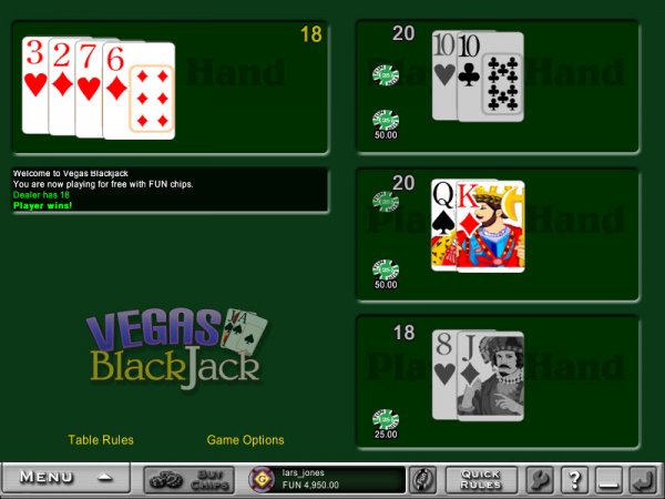 Vegas Video Blackjack Game Play