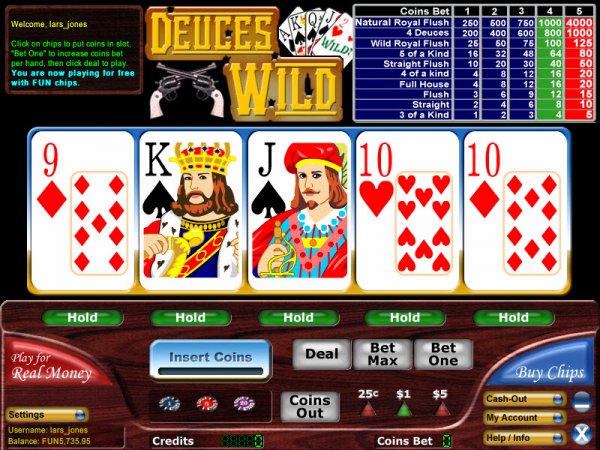 how to play deuces wild video poker