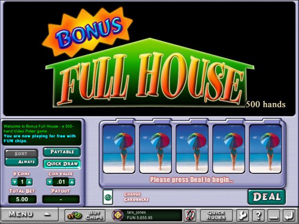 Bonus Full House Video Poker Cards