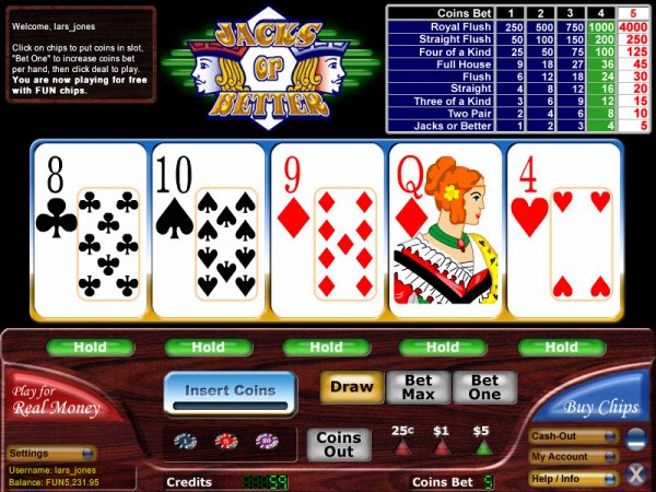 Classic Jacks or Better Video Poker Game