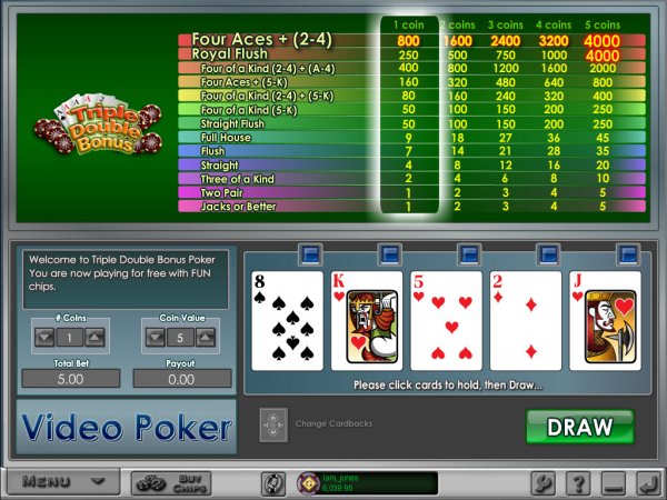 Triple Double Bonus Poker Game