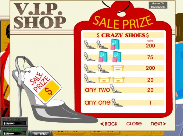 V.I.P. Shop Slots Crazy Shoes Payouts