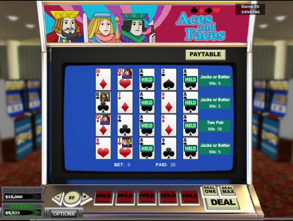 Aces and Faces Video Poker Game