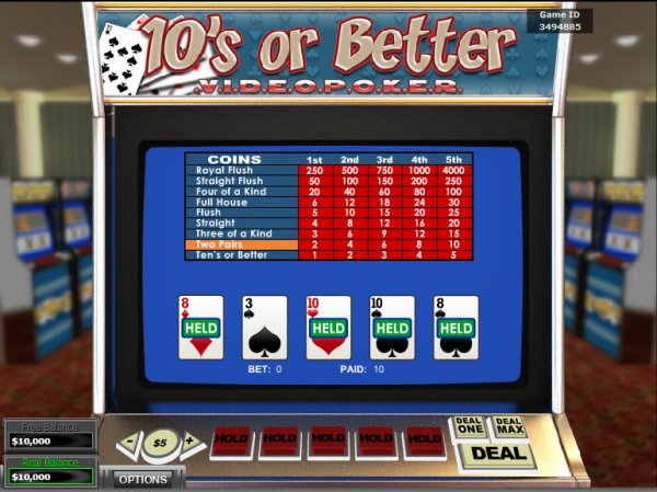 10's or Better Video Poker Game