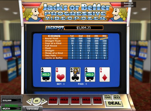 Jacks or Better Progressive Video Poker Game