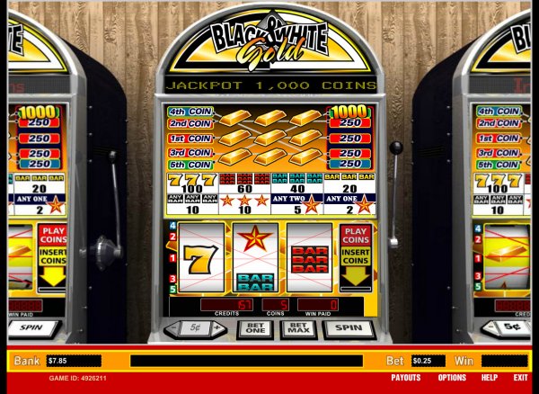 Black & White Gold 5 Line Slots Game