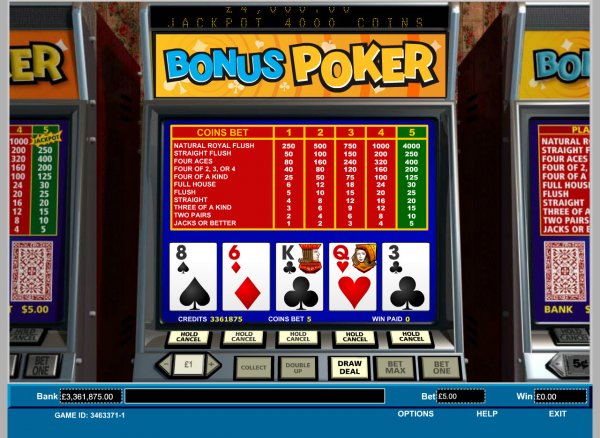 Bonus Poker Video Poker Game Play