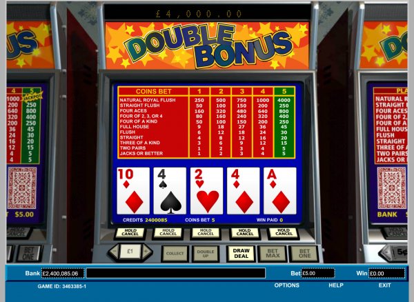 Double Bonus Video Poker Game Play