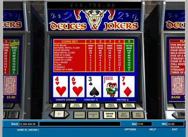 Deuces & Jokers Video Poker Game