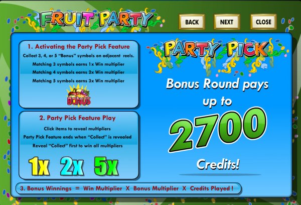 Fruit Party Slots Bonus Game