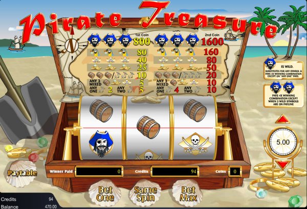 Pirate Treasure Slots Game Reels