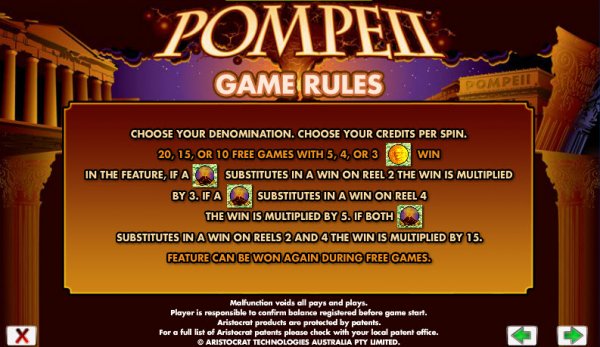 Pompeii Slots Game Rules