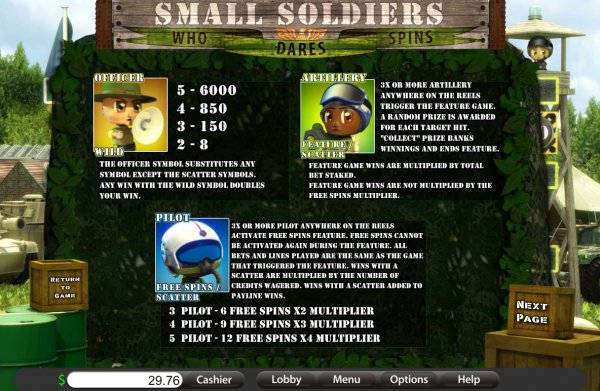 Small Soldiers Slots Features