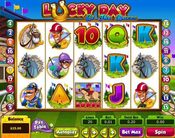 Lucky Day at the Races Slots Game Reels