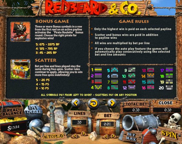 Redbeard & Co. Slots Game Features
