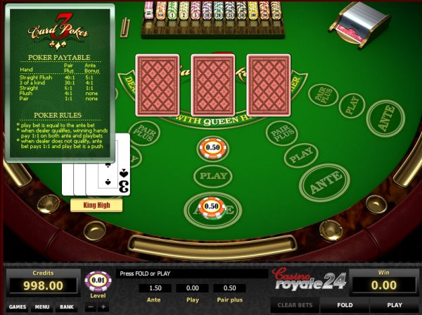 Play Three Card Poker online, free