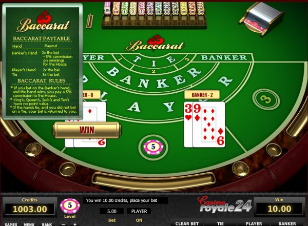 Baccarat Game in Play