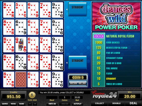 Deuces Wild Power Poker Game