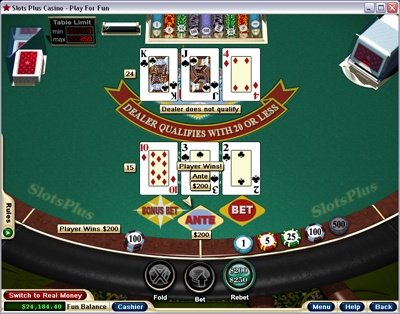 Slots Plus felt at 3 card rummy