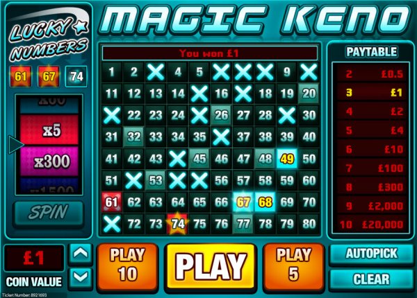 Magic Keno Game Play
