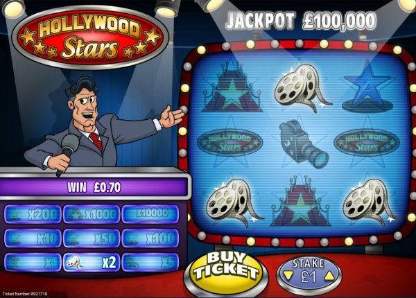 Hollywood Stars Scratch Card Game Win
